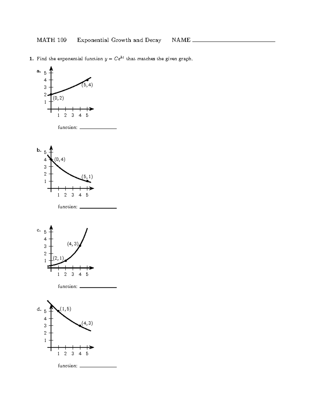 MATH 109 Exponential Growth and Decay Practice - Studocu