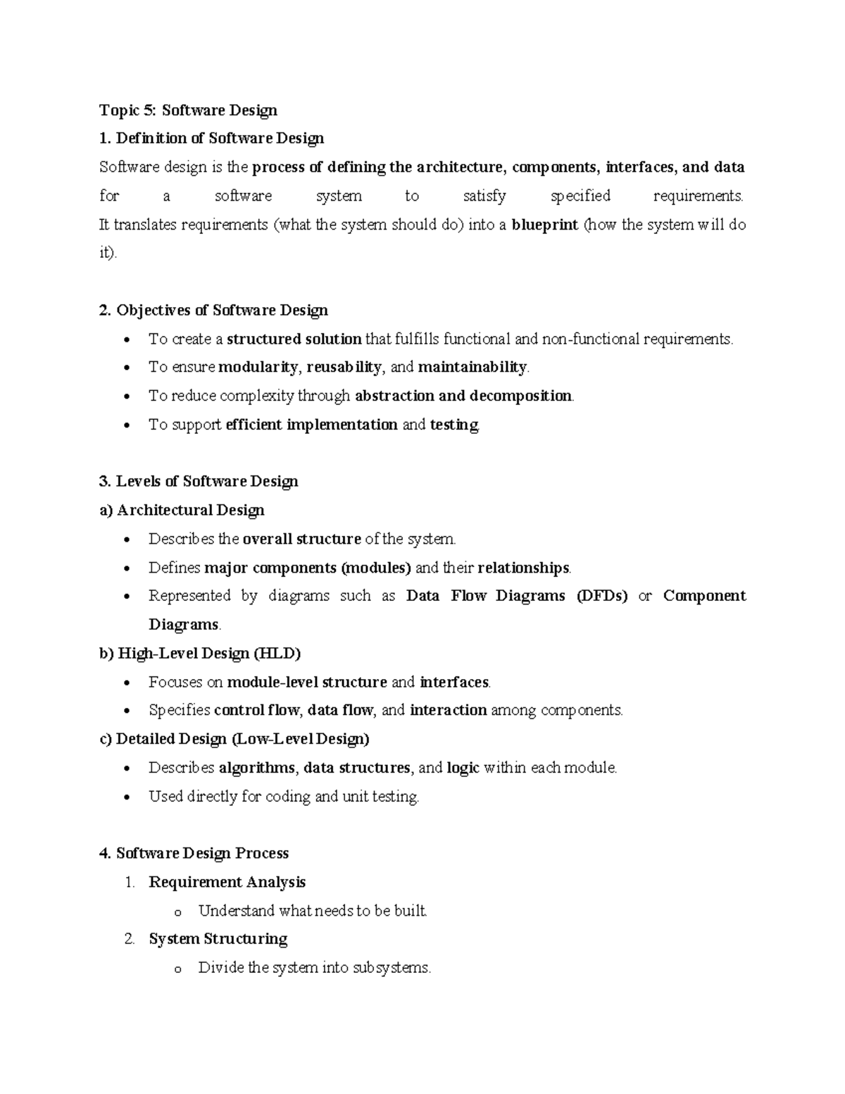 Topic 5: Software Design Overview and Key Principles - Studocu