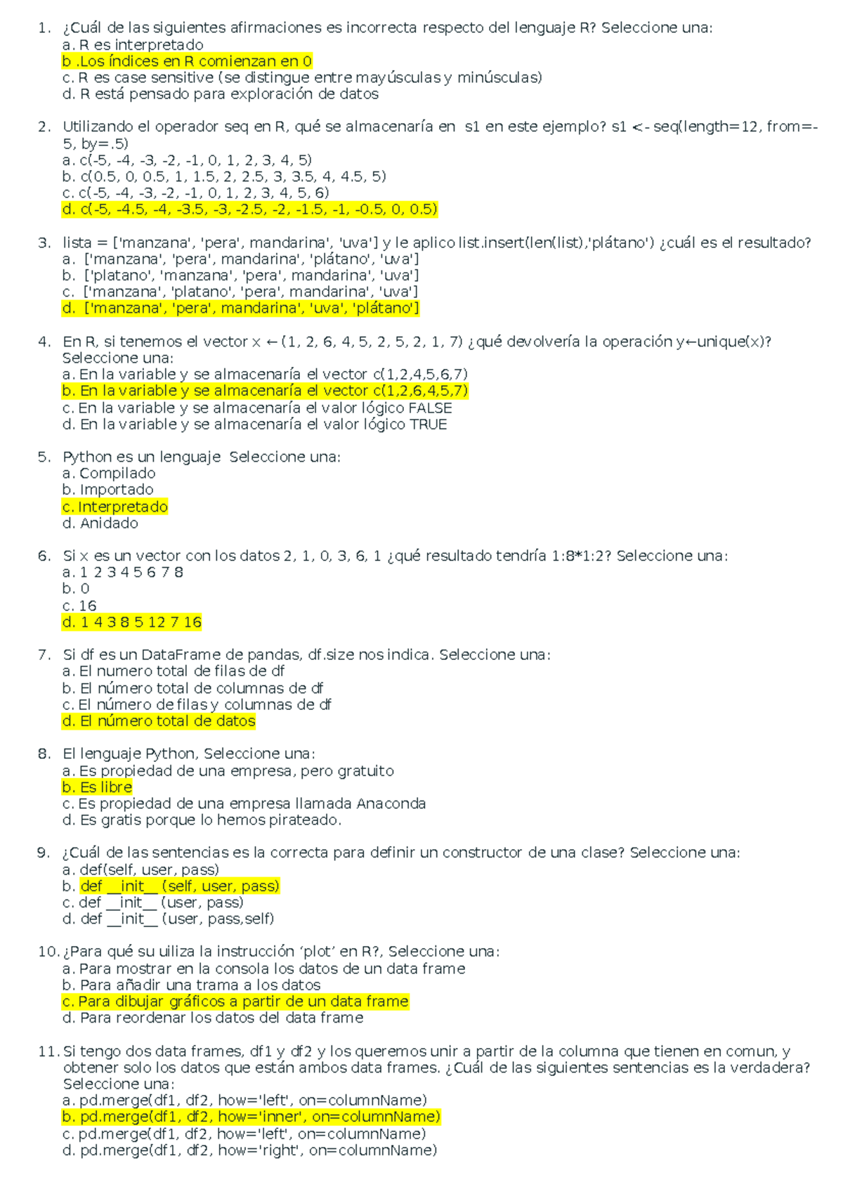 TEST Programación - Ejercicio Tipo Test para R y Python (Análisis de ...