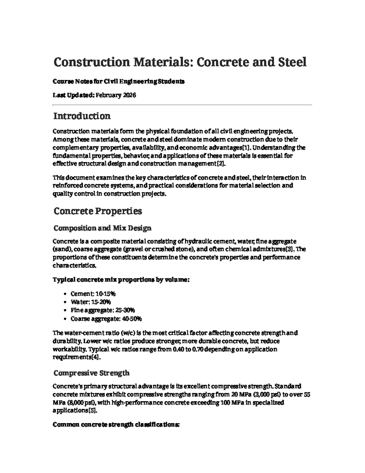 Civil Engineering Course Notes: Concrete & Steel Properties - Studocu