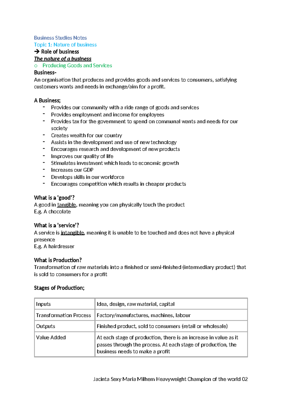 2019 P BS Business Studies Final Exam Notes: Nature & Role of Business ...