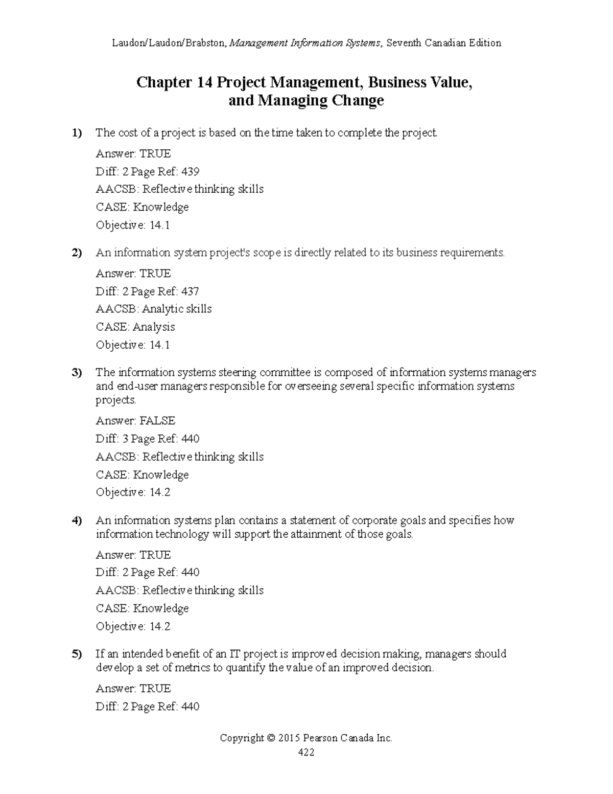 Laudon 7ce tif 14 - N/A - Chapter 14 Project Management, Business Value ...