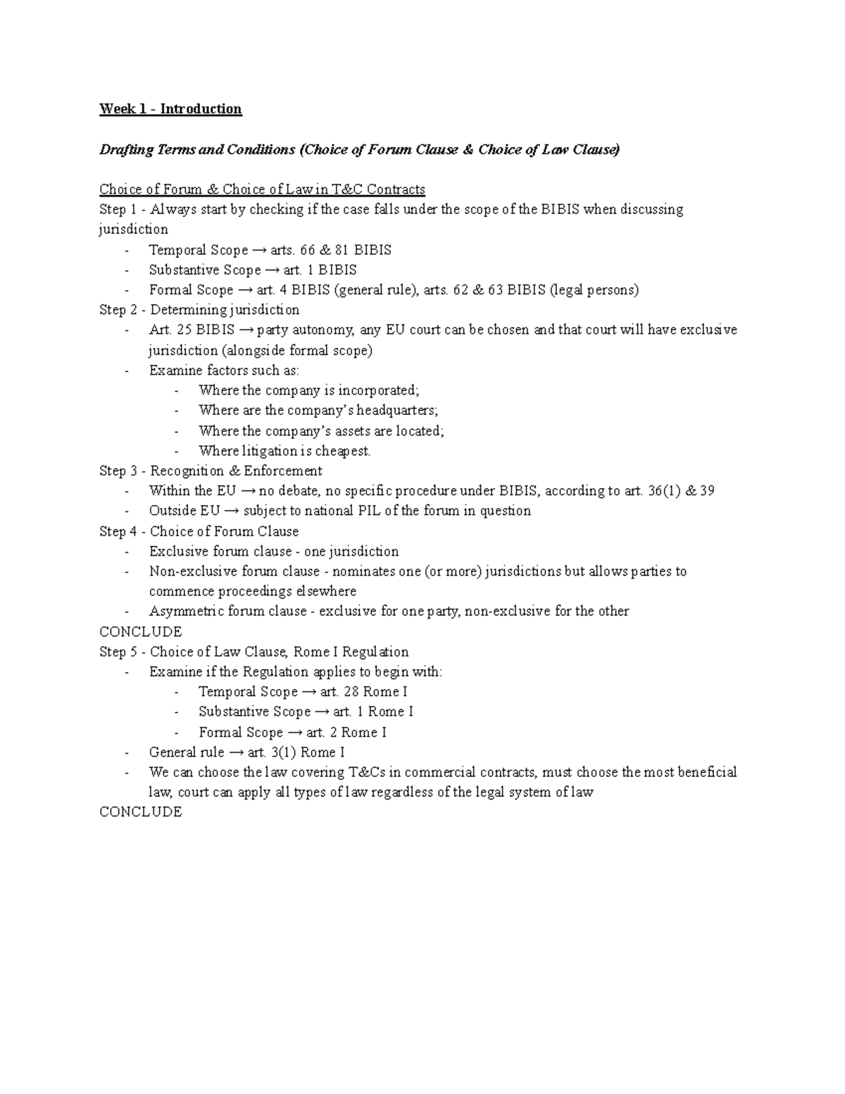 PIBL Structures: Jurisdiction & Applicable Law Overview (Weeks 1-5 ...