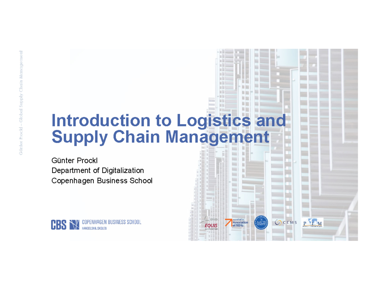 GSCM2026 - Lesson 1: Introduction to Logistics Management - Studocu