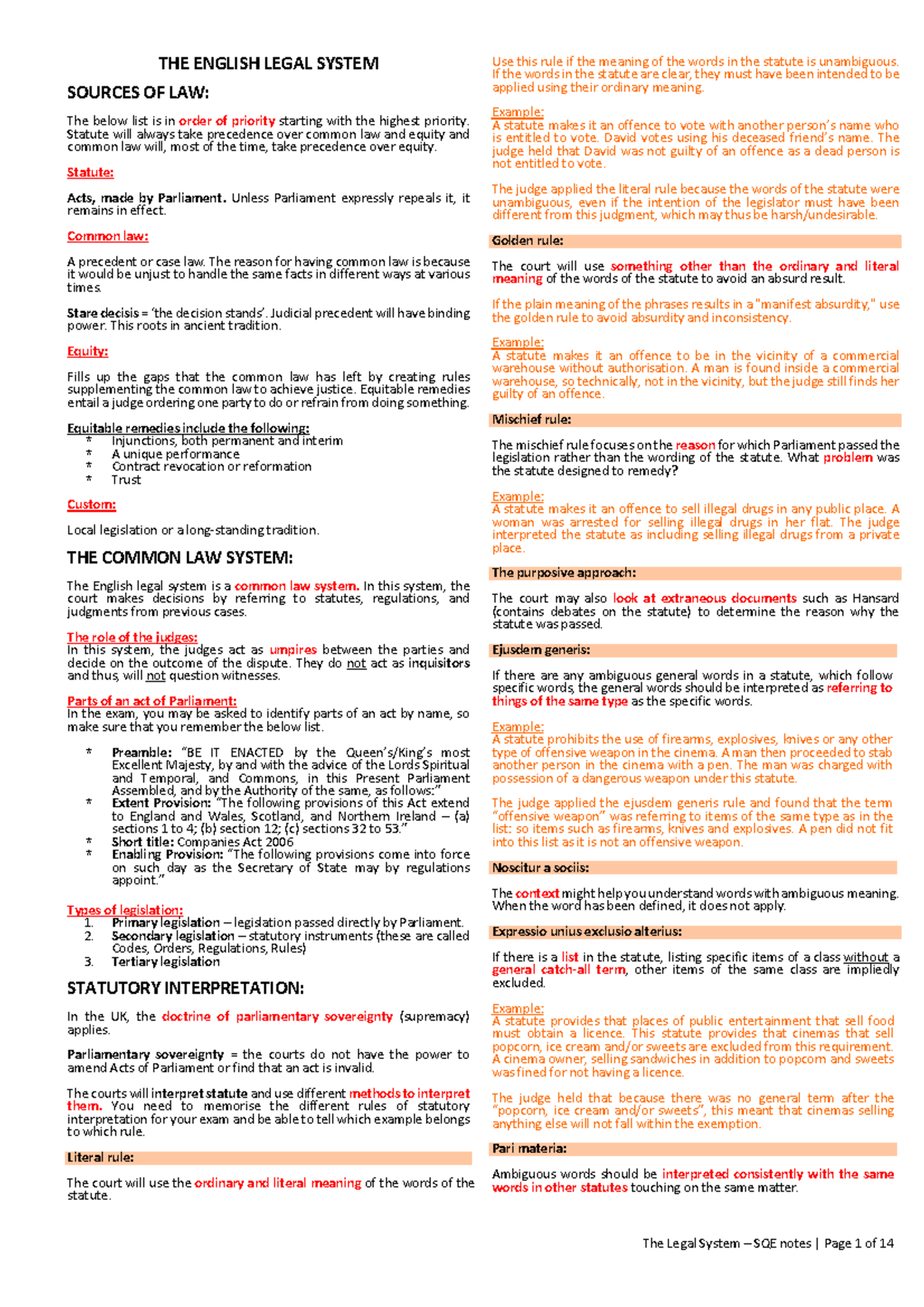 Public-BN - SQE1 Legal System Overview and Key Concepts - Studocu