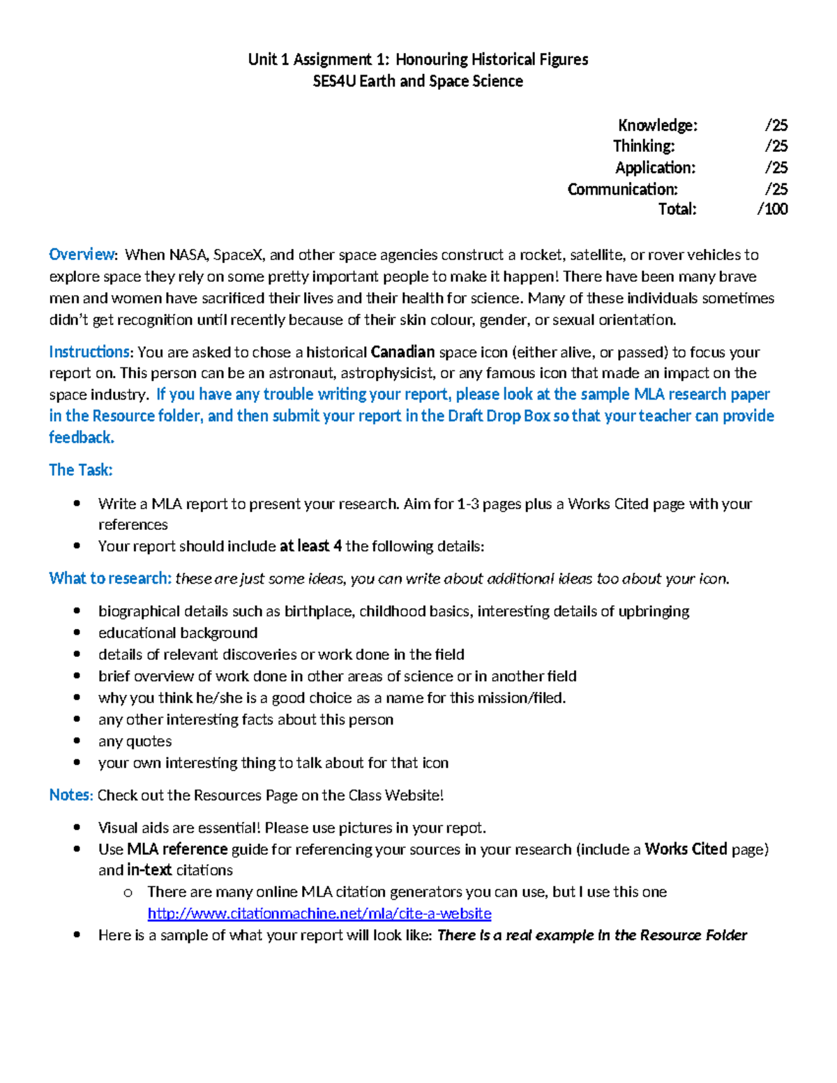 SES4U U1 Assignment - ... - Unit 1 Assignment 1: Honouring Historical ...