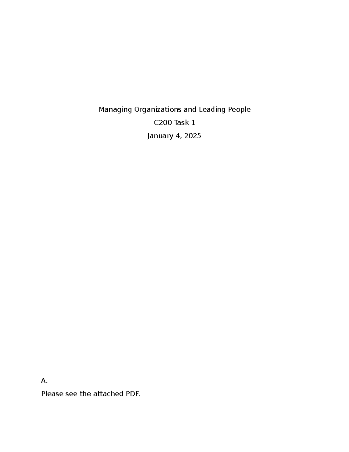 C200 Task 1: Personal Leadership Strengths and Development Plan - Studocu
