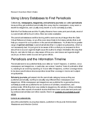 Using Library Databases to find Periodical Articles - Research ...