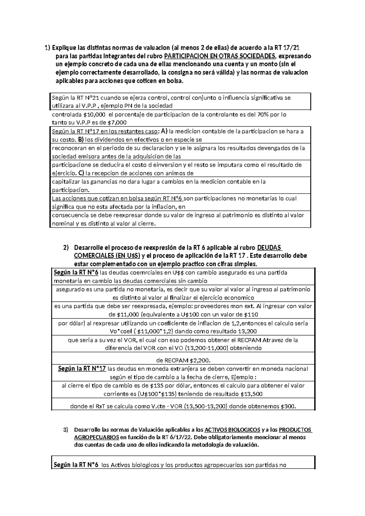 Preguntas del Final IV: Normas de Valuación y Reexpresión según RT ...