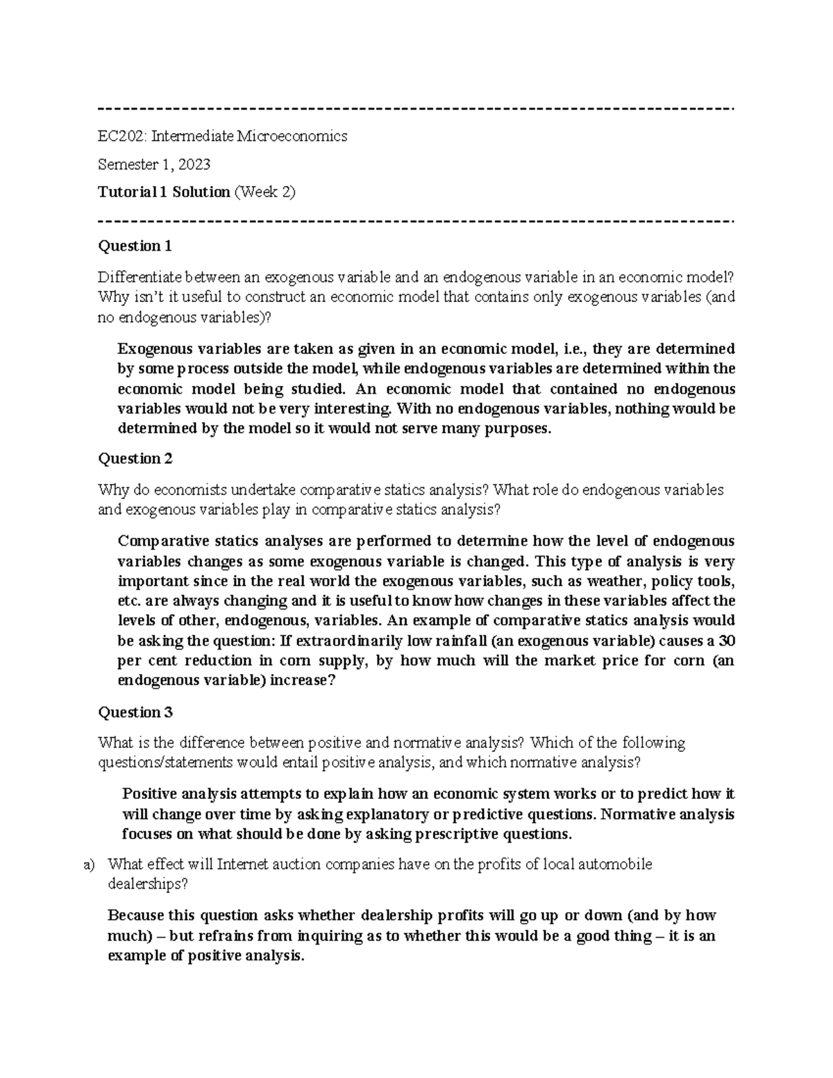 EC202: Intermediate Microeconomics - Tutorial 1 Solutions (Week 2 ...
