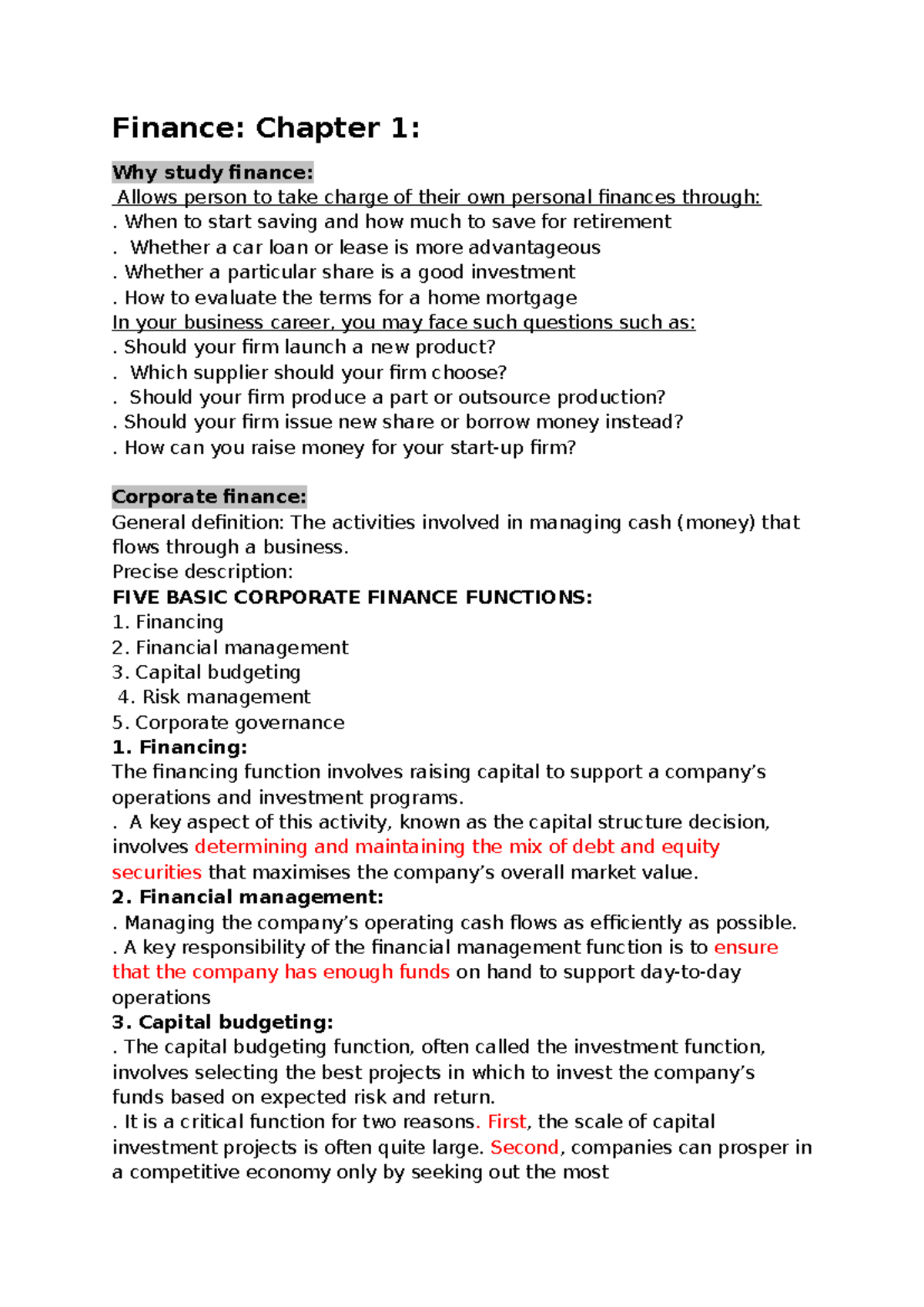 Finance: Chapter 1 - Understanding Personal and Corporate Finance ...