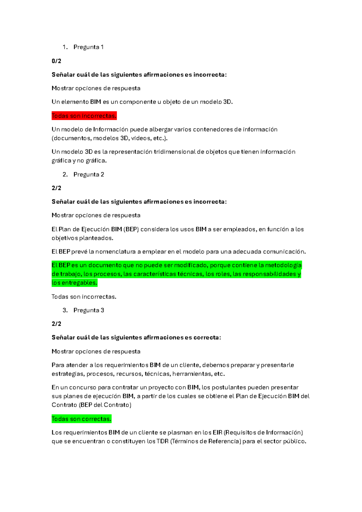 TA 2 - Preguntas y respuestas sobre BIM y BEP - Document Preview