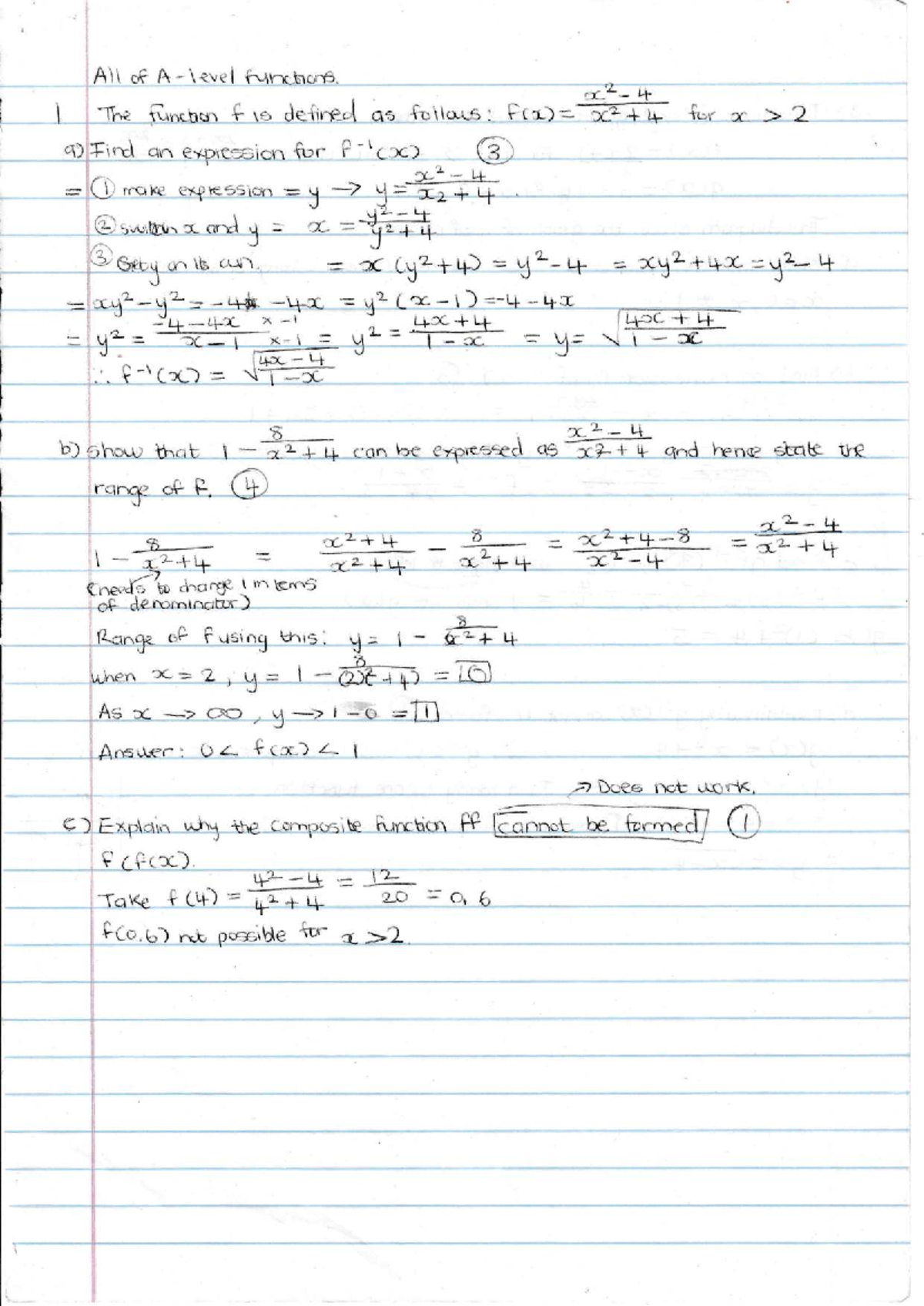 A-Level Functions Exam Style Questions CIE - Studocu