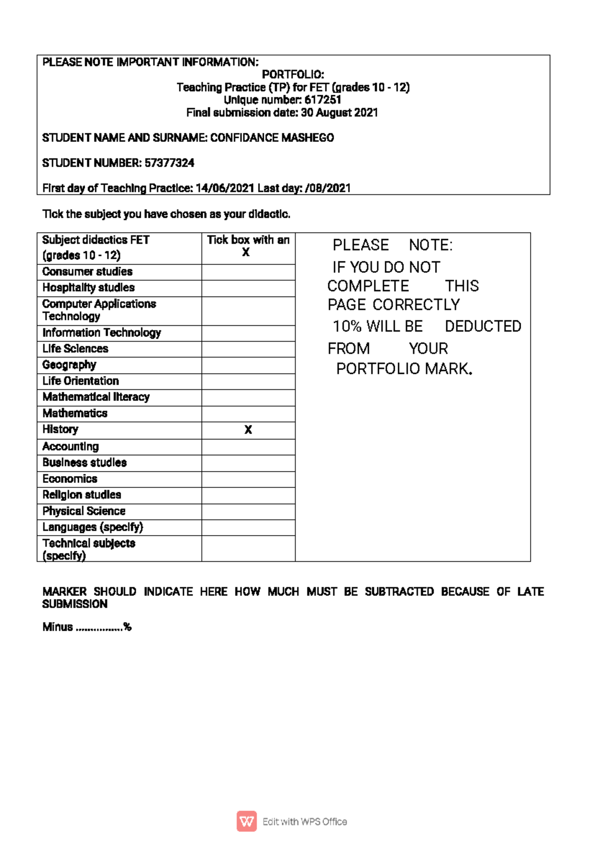 TPS3704 Final Teaching Practice Portfolio - Confidance Mashego 2021 ...