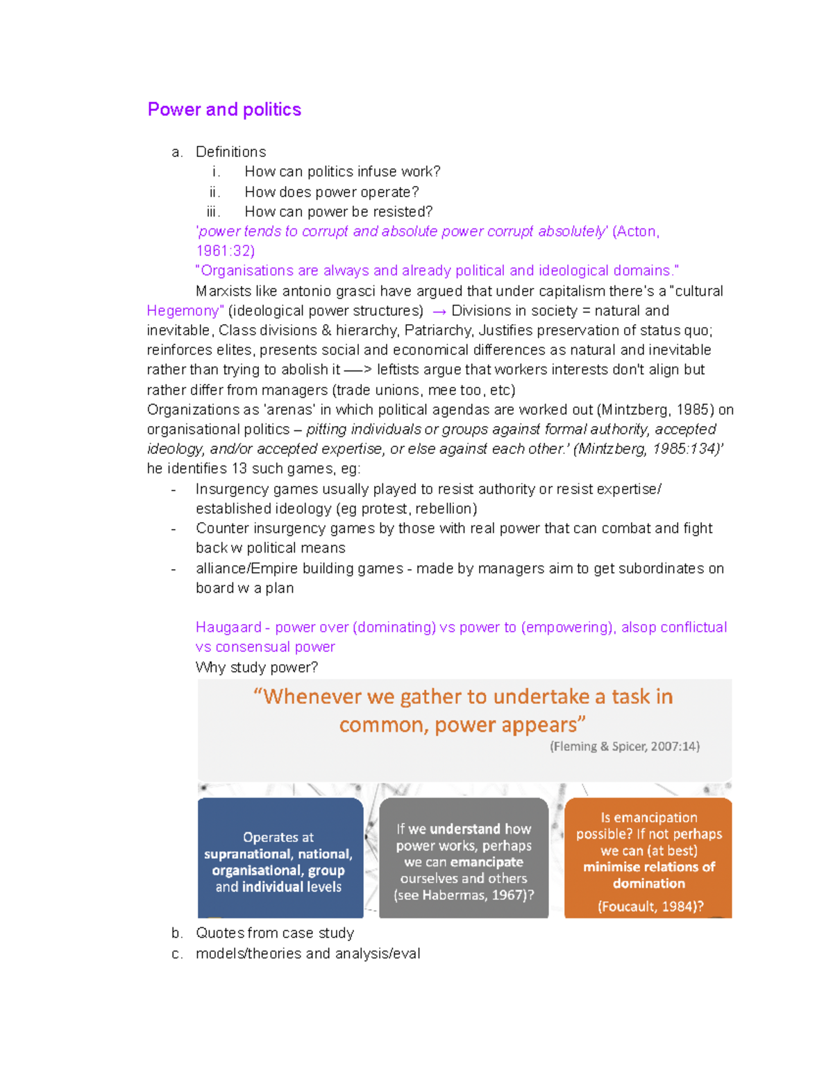 Power and Politics Notes: Theories, Models, and Case Studies - Studocu
