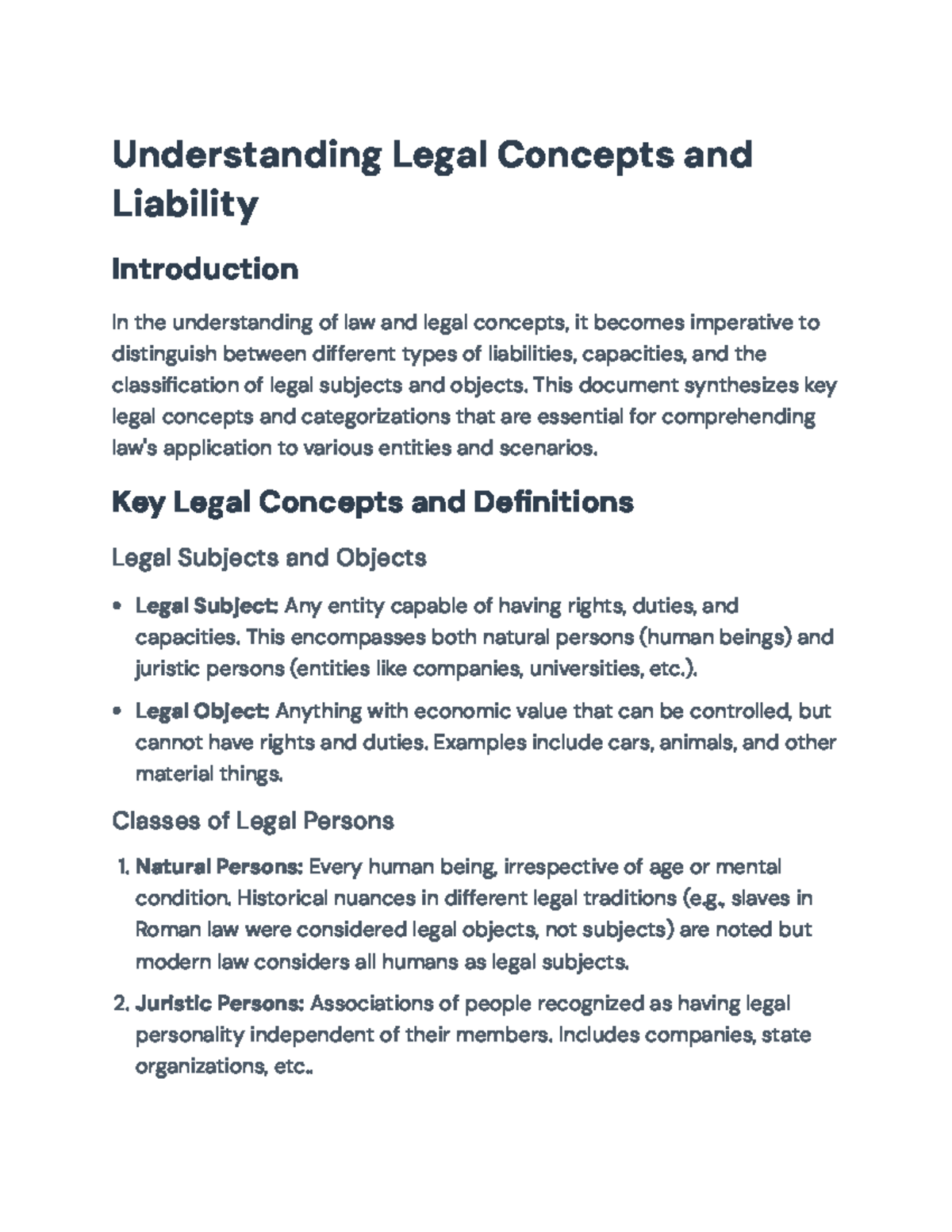 Legal Concepts & Liabilities: An In-Depth Overview for Law Studies ...