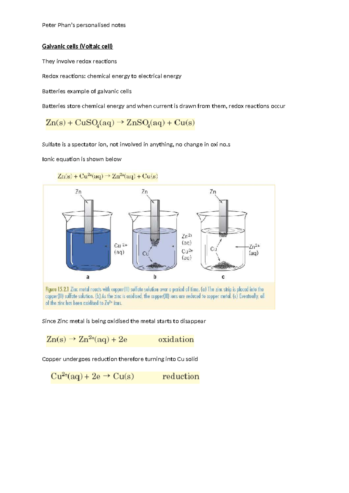 Personalized Notes on Galvanic Cells (Voltaic Cells) - Chemistry 101 ...