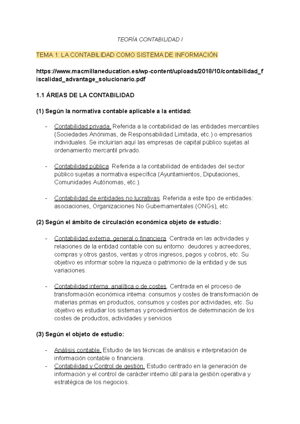 TEORÍA CONTABILIDAD I: TEMA 1 - LA CONTABILIDAD COMO SISTEMA DE ...