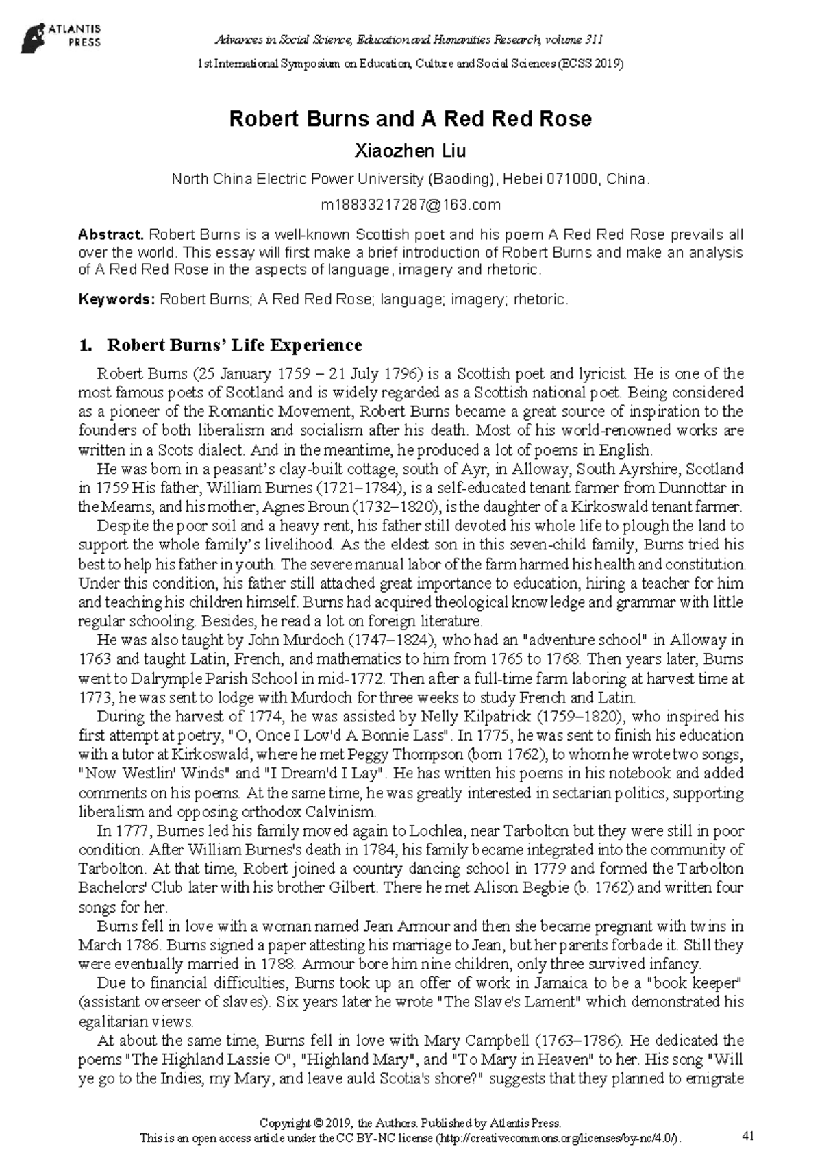 ECSS 2019: Analyzing Robert Burns' 