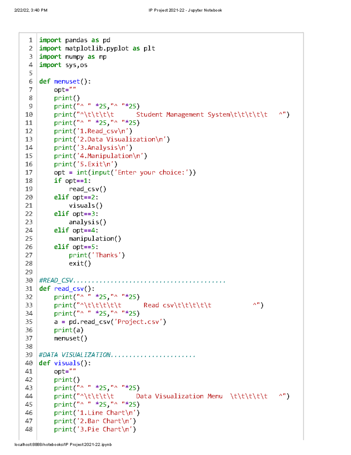 Python Code for Student Management System (CS101) - Studocu