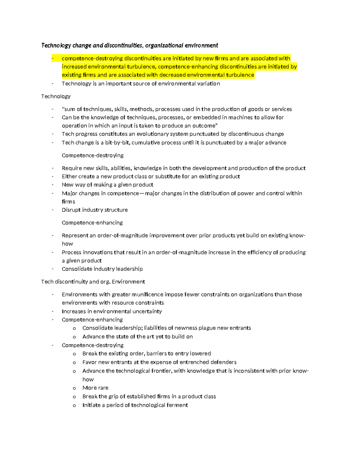 MGT 301 Week 1 Readings: Tech Change & Organizational Impact Notes ...