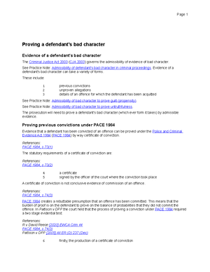Admissibility of defendants bad character i - The starting point is to ...
