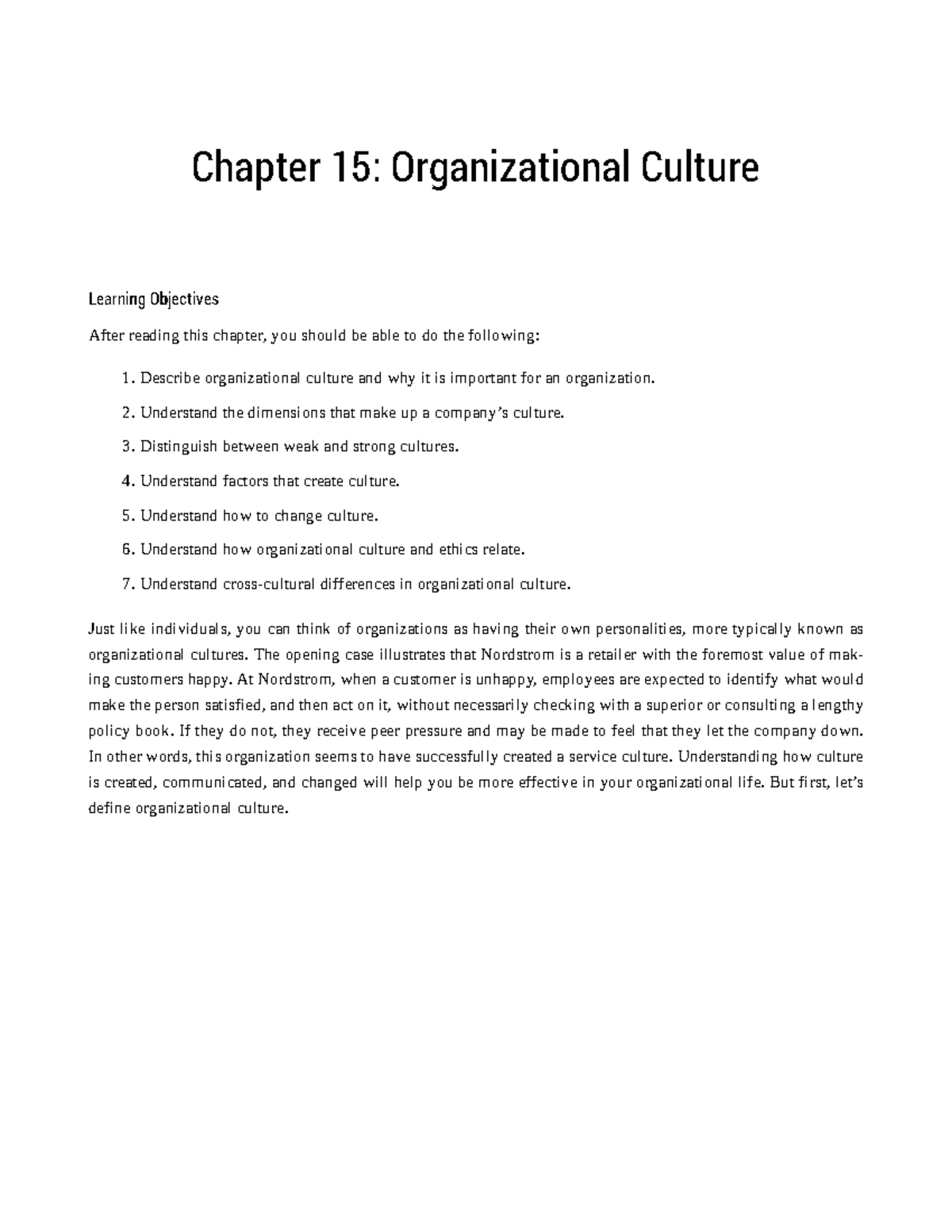 Ch 15 - Understanding Organizational Culture and Its Impact - Studocu