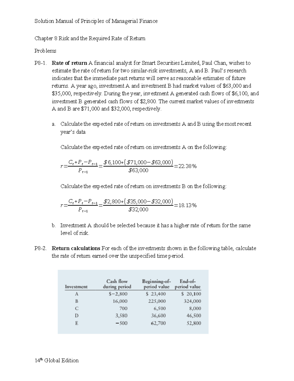 Chapter 8: Risk & Required Rate of Return Analysis (Fin 101) - Studocu