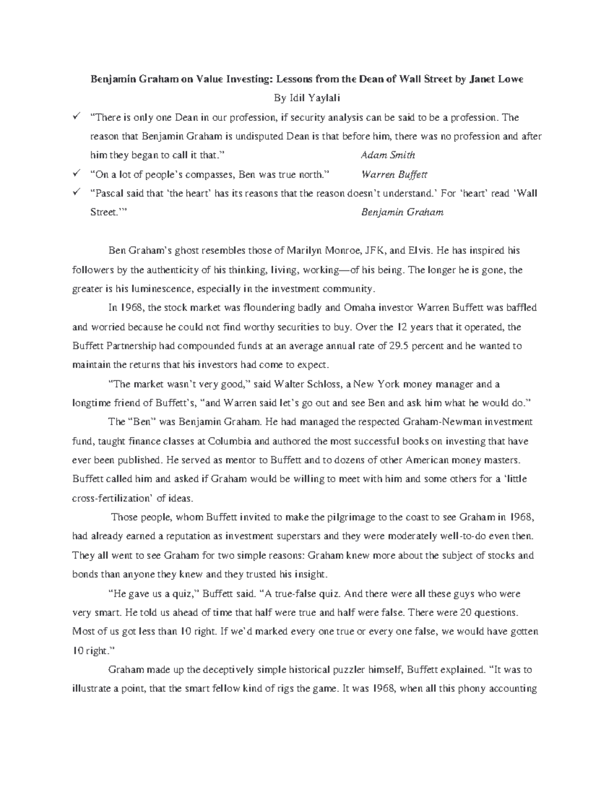 Graham - Good Notes - Benjamin Graham on Value Investing: Lessons from ...