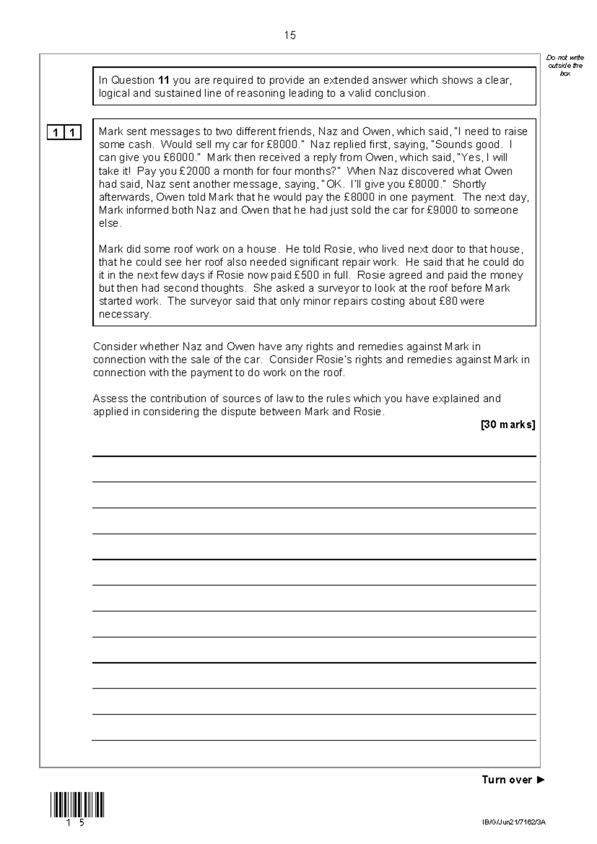 30 Mark Question - Misrepresentation & Contract Formation Analysis ...