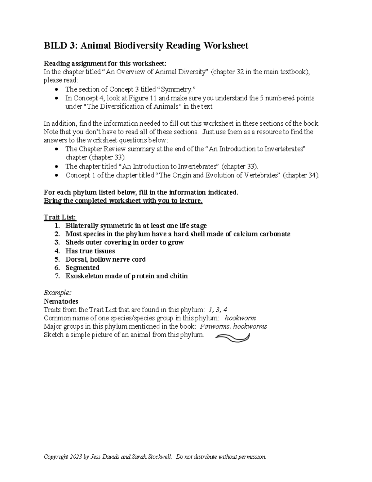 BILD 3: Animal Biodiversity Reading Worksheet and Guide - Studocu