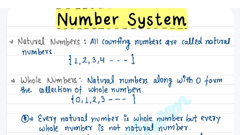 Math Notes: Number System, Lines & Angles - Class Notes - Studocu