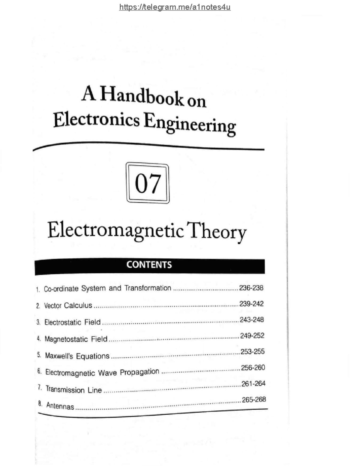 EMFT 07: Handbook on Electromagnetic Theory and Vector Calculus - Studocu
