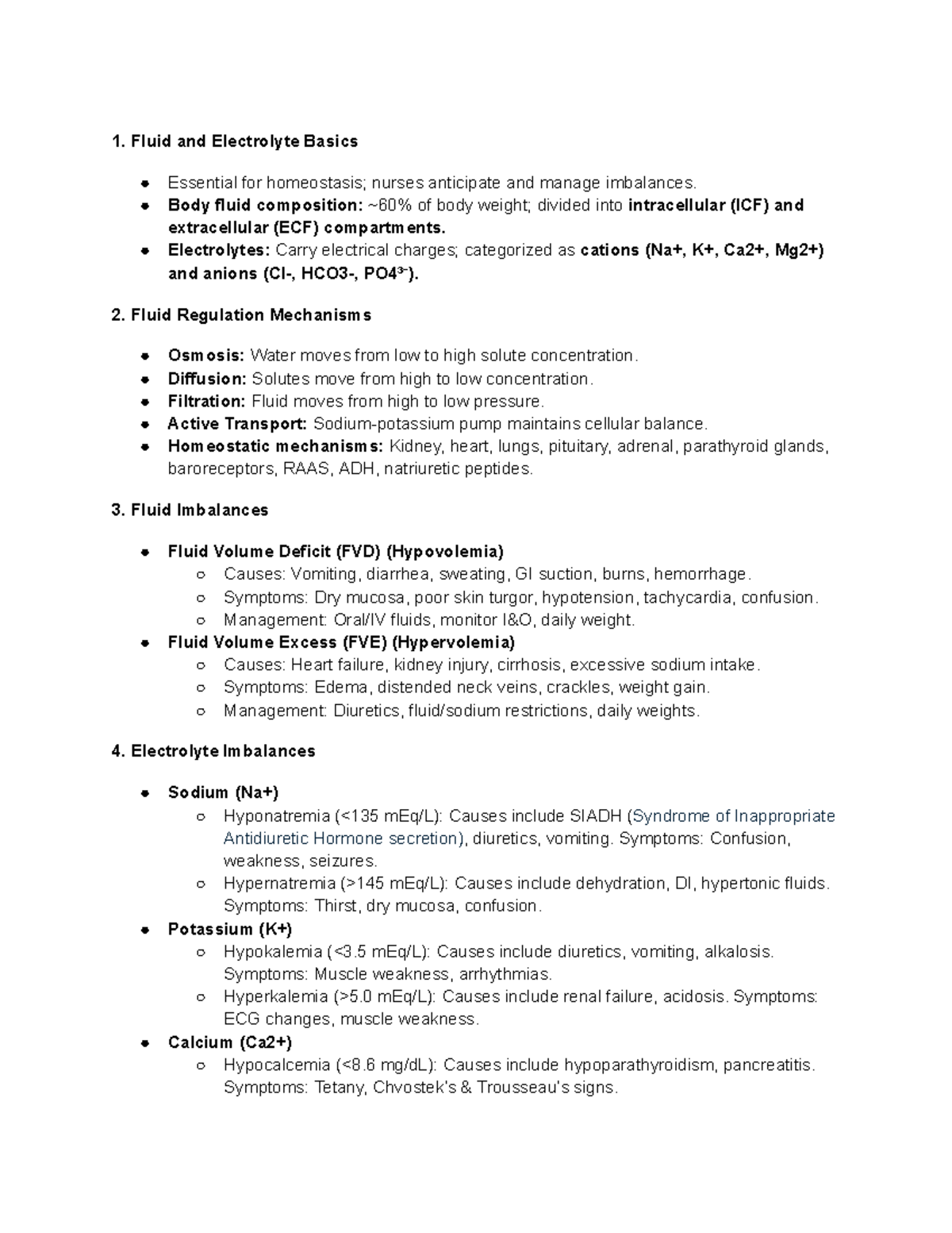 Fluid and Electrolyte Management: Key Concepts for Nursing (NUR 101 ...