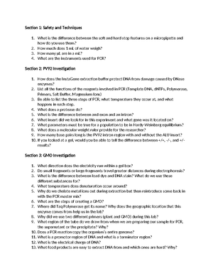 PCR & DNA Extraction Protocol for GMO Detection (Biotech 101) - Studocu