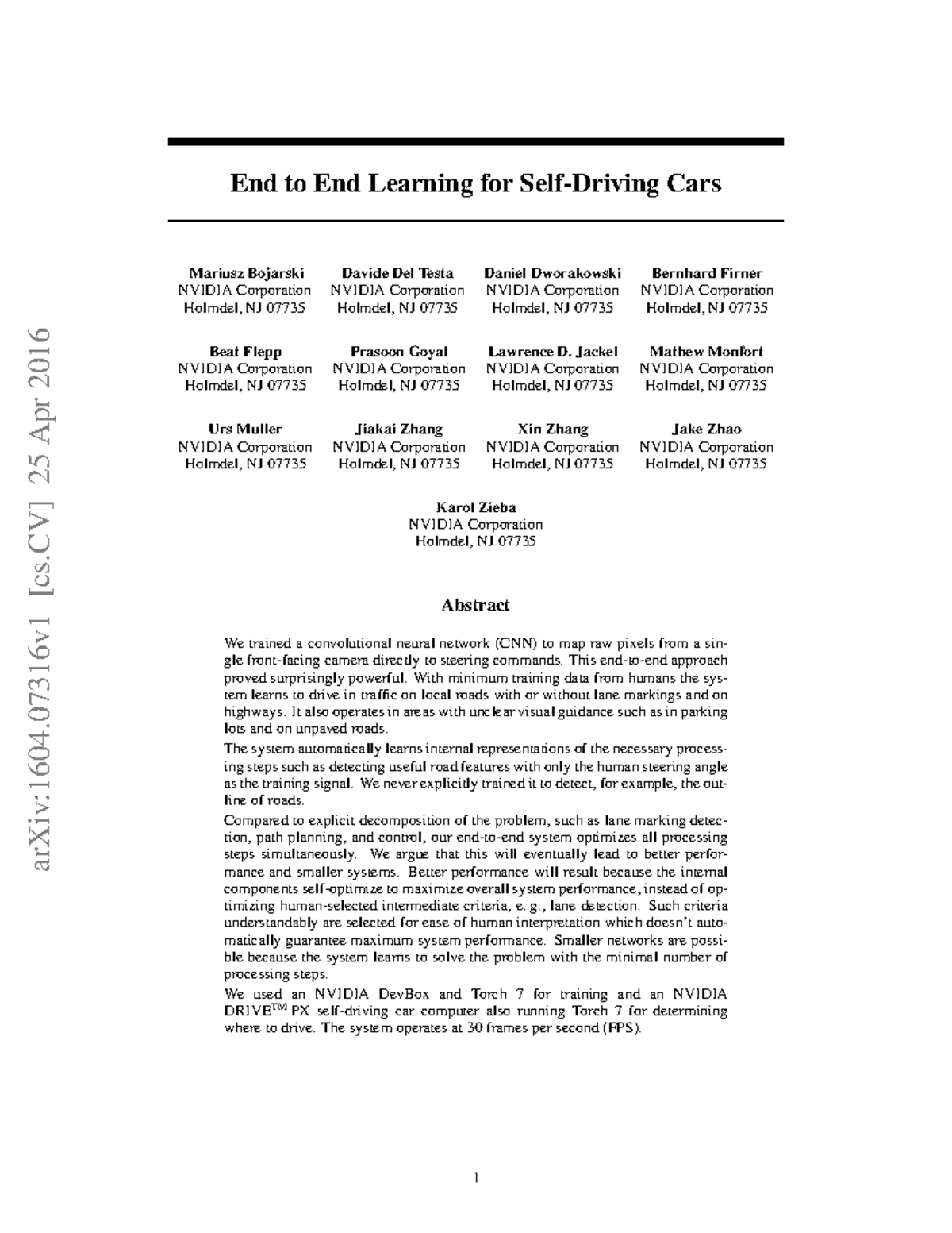 1604 - lecture note - End to End Learning for Self-Driving Cars Mariusz ...