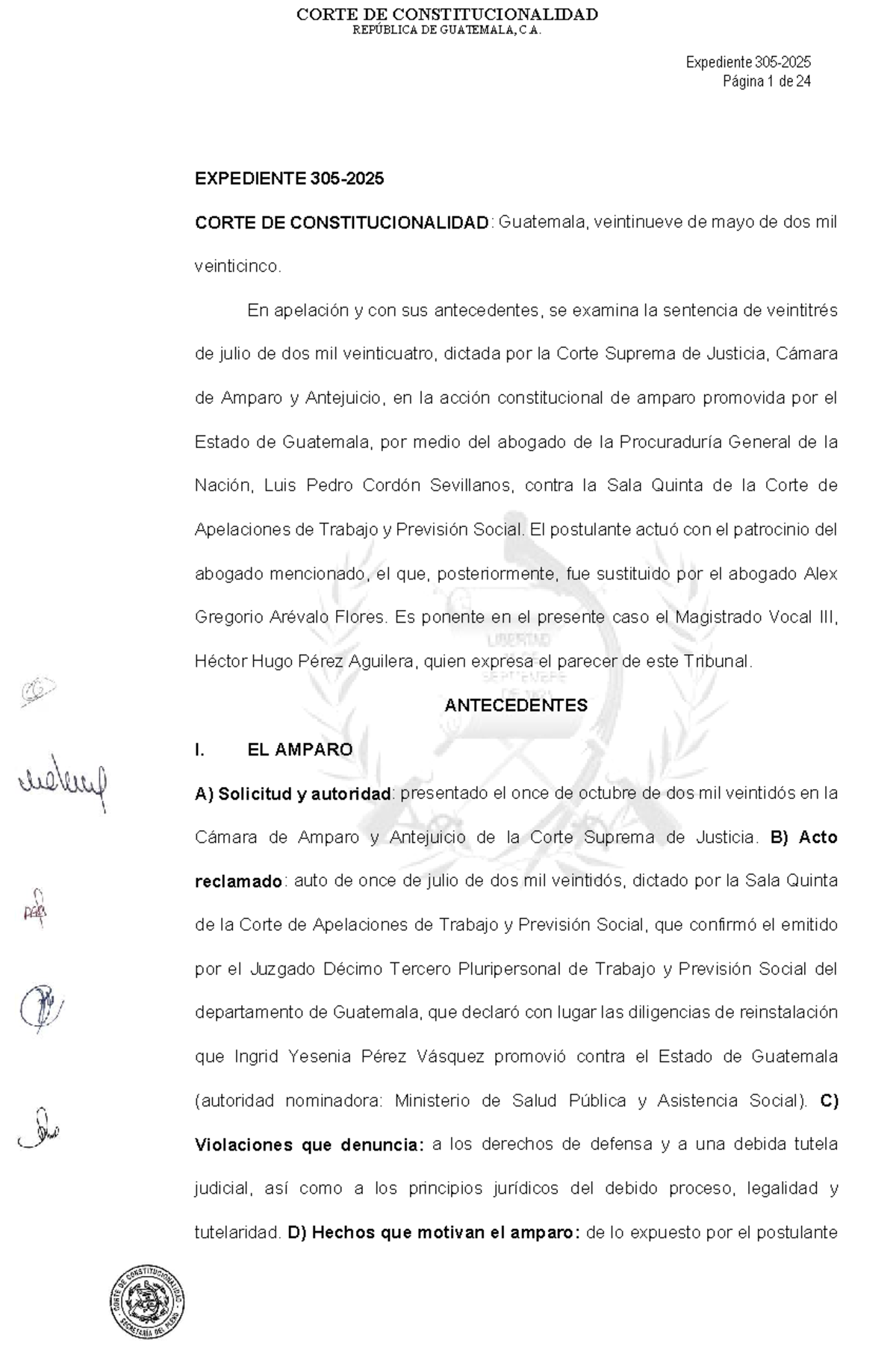 EXP. CC 305-2025 - Sentencia de Amparo en Materia Laboral - Studocu