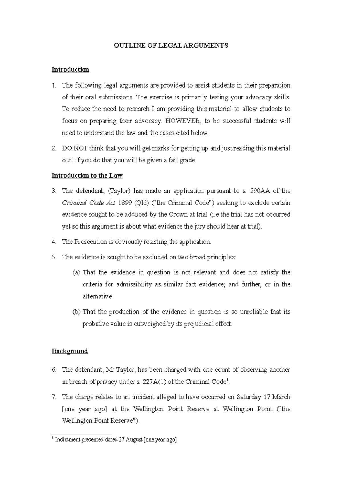 Outline of Legal Arguments for Evidence - NPX 304 Final Exam - Studocu