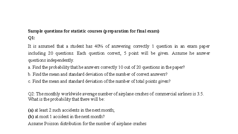 Sample-questions - thầy Thế - Sample questions for statistic courses ...