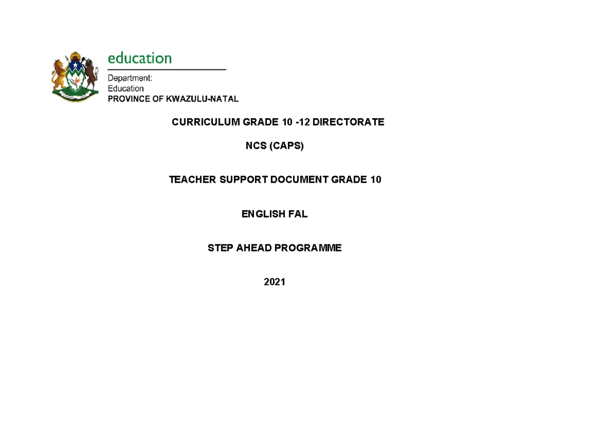EFAL Subject Policy Grades 10 - 12 2025 - KWAZULU-NATAL DEPARTMENT OF ...