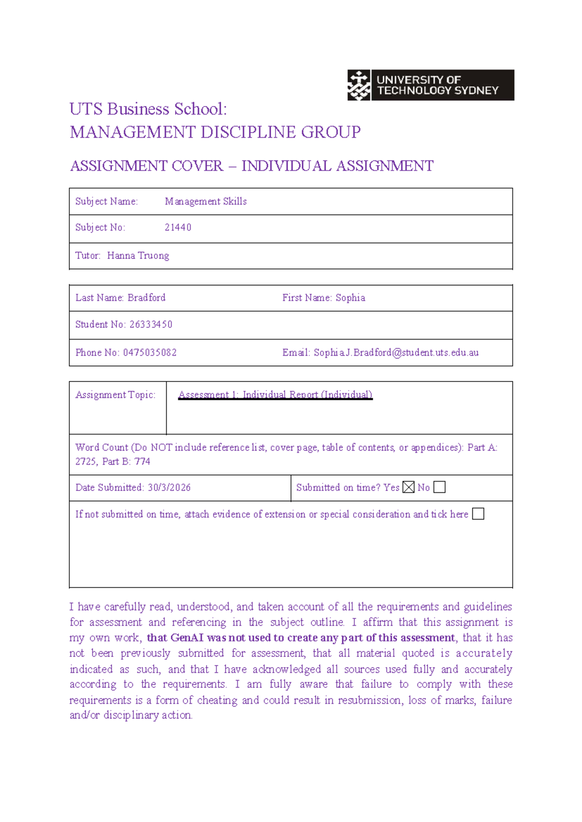 21440 Management Skills: Individual Report on Character Strengths - Studocu