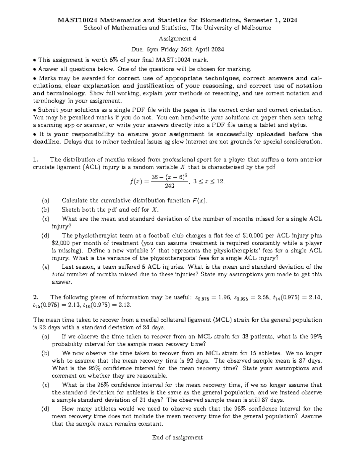 Year 12 Methods 7 Statistics Notes: Probability & Distributions - Studocu