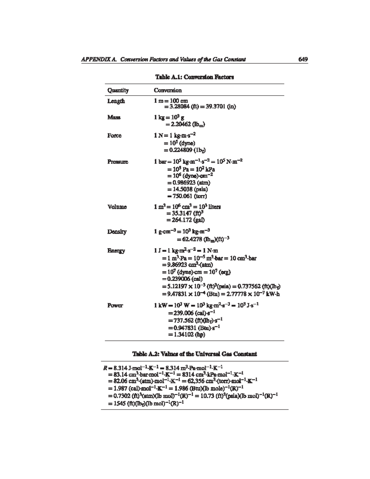 Conversion Factors and Gas Constant Values for Course 649 - Studocu