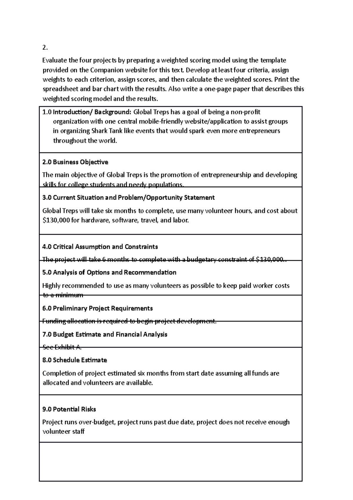 Ch4Task2 - notes - 2. Evaluate the four projects by preparing a ...