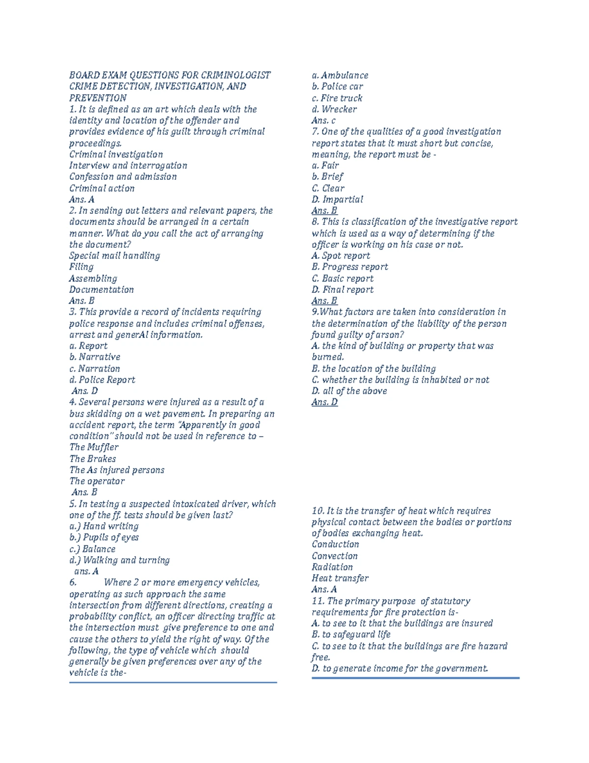 CDI Exam with ans - CDI Exams - BS Criminology - Studocu