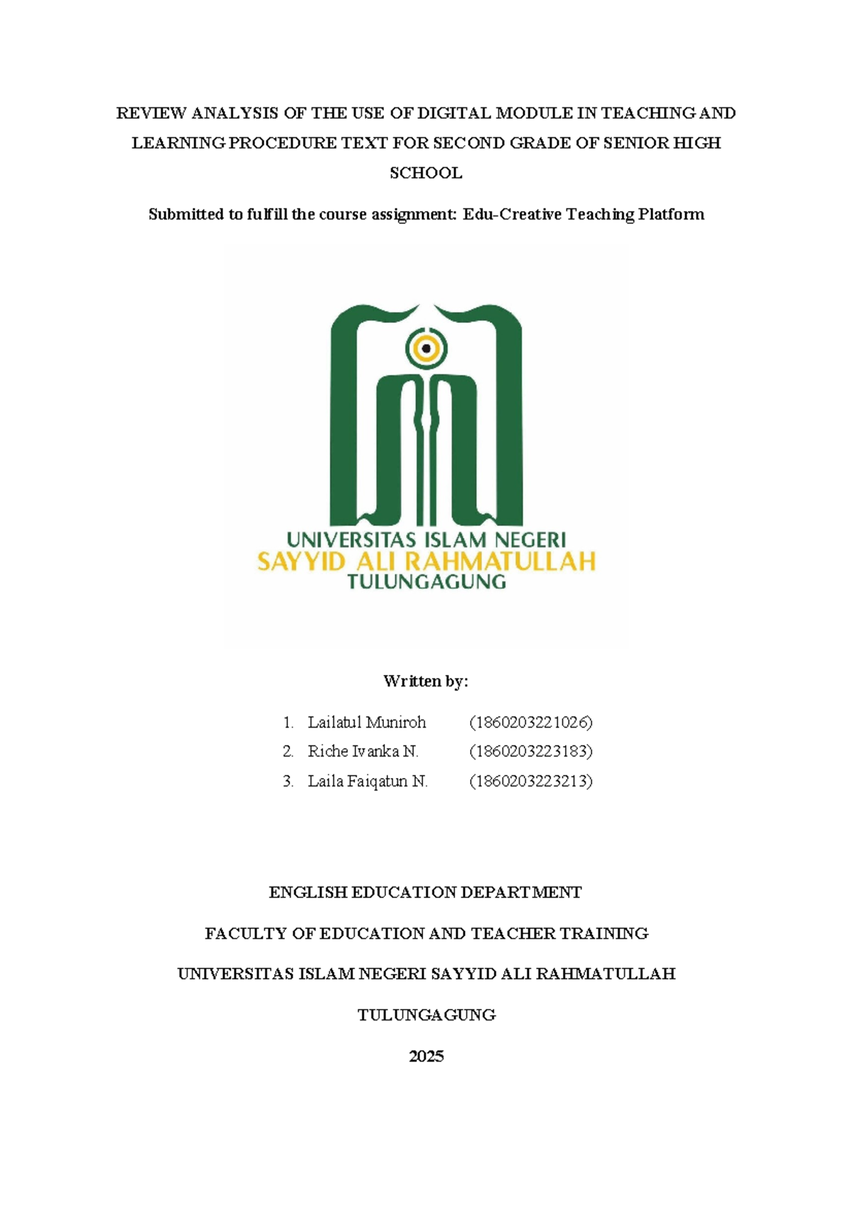 REVIEW OF DIGITAL MODULE FOR TEACHING PROCEDURE TEXT IN ENGLISH ...