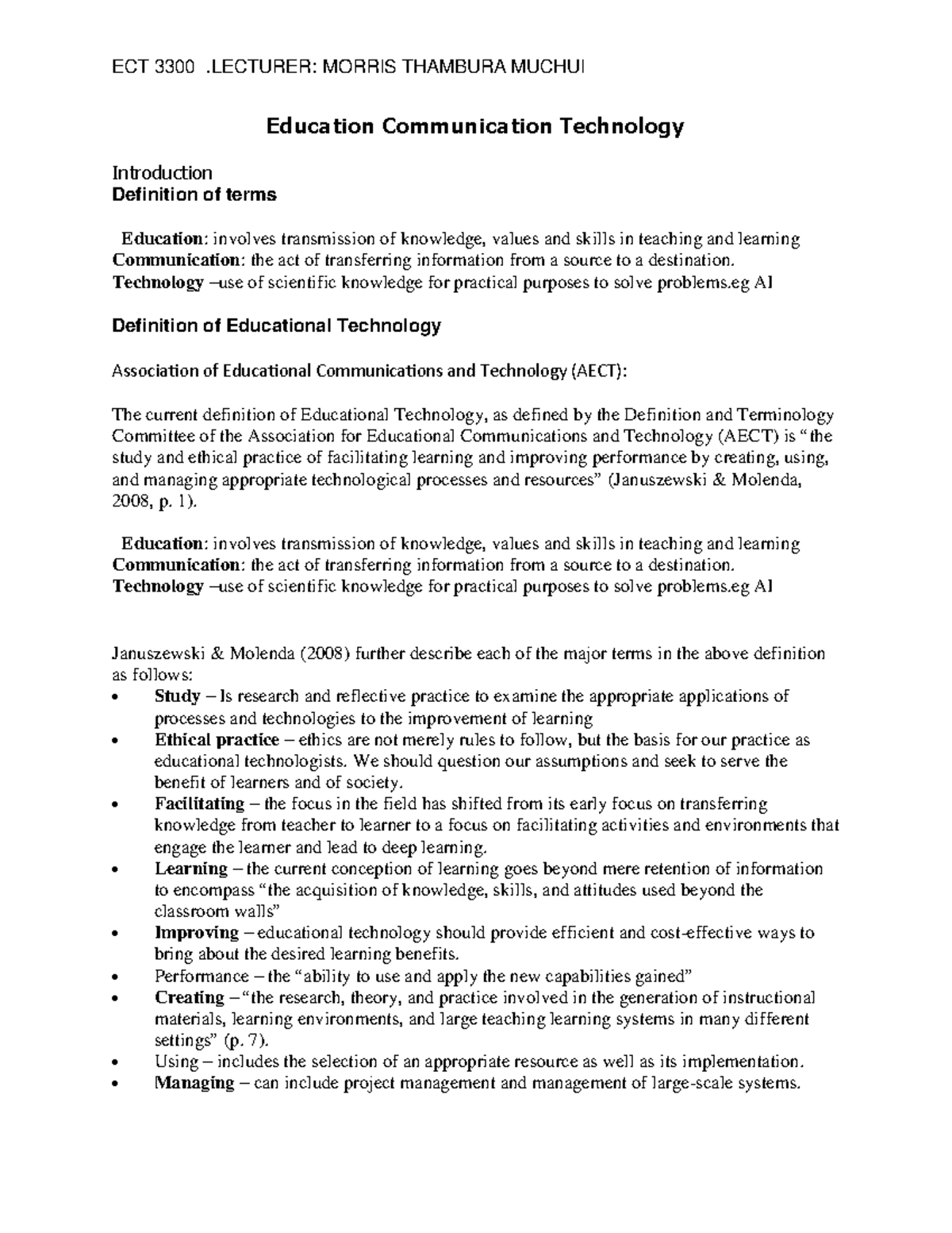 Education Communication Technology week 1 module - Education ...
