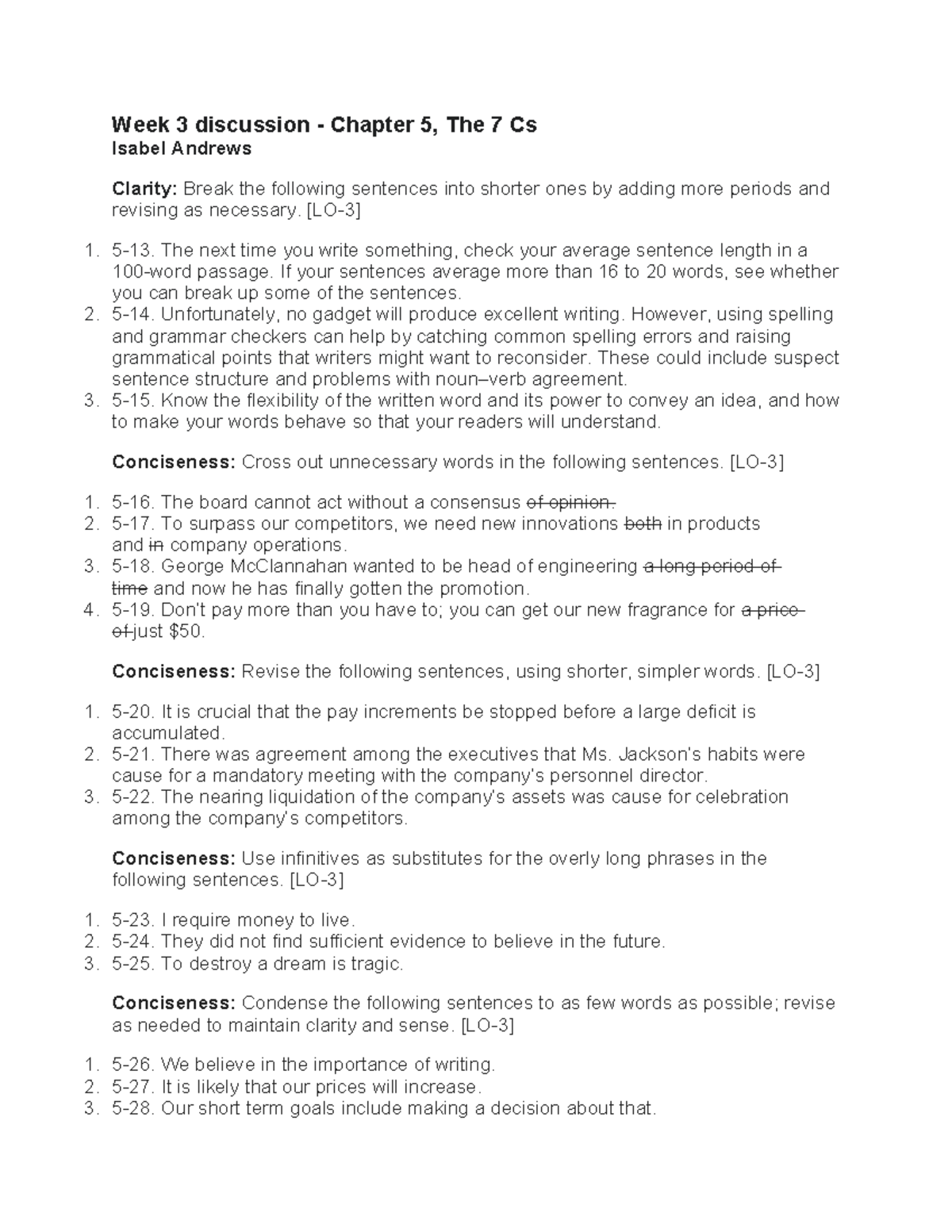 Week 3 Discussion: Chapter 5 - The 7 Cs by Isabel Andrews - Studocu
