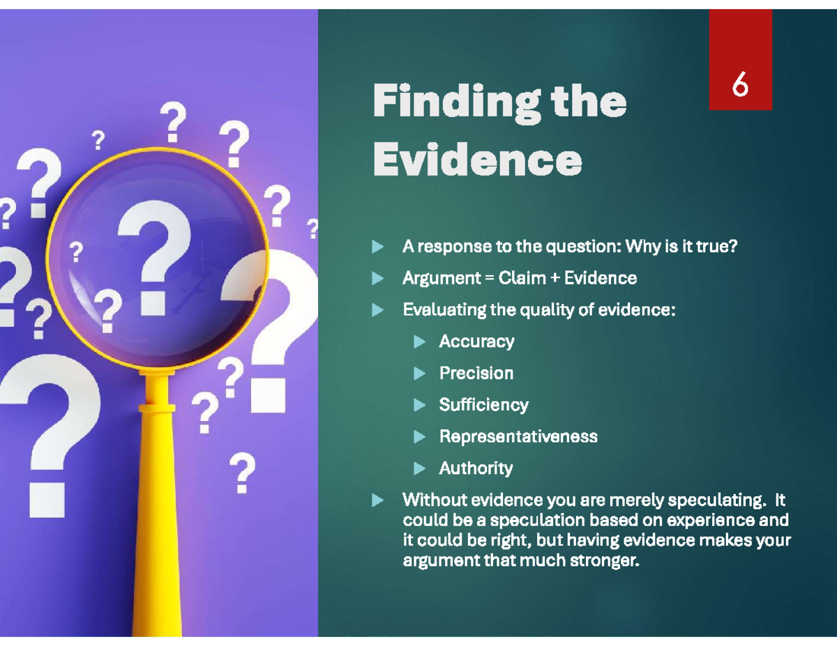 Finding the Evidence: Evaluating Claims and Support - Studocu
