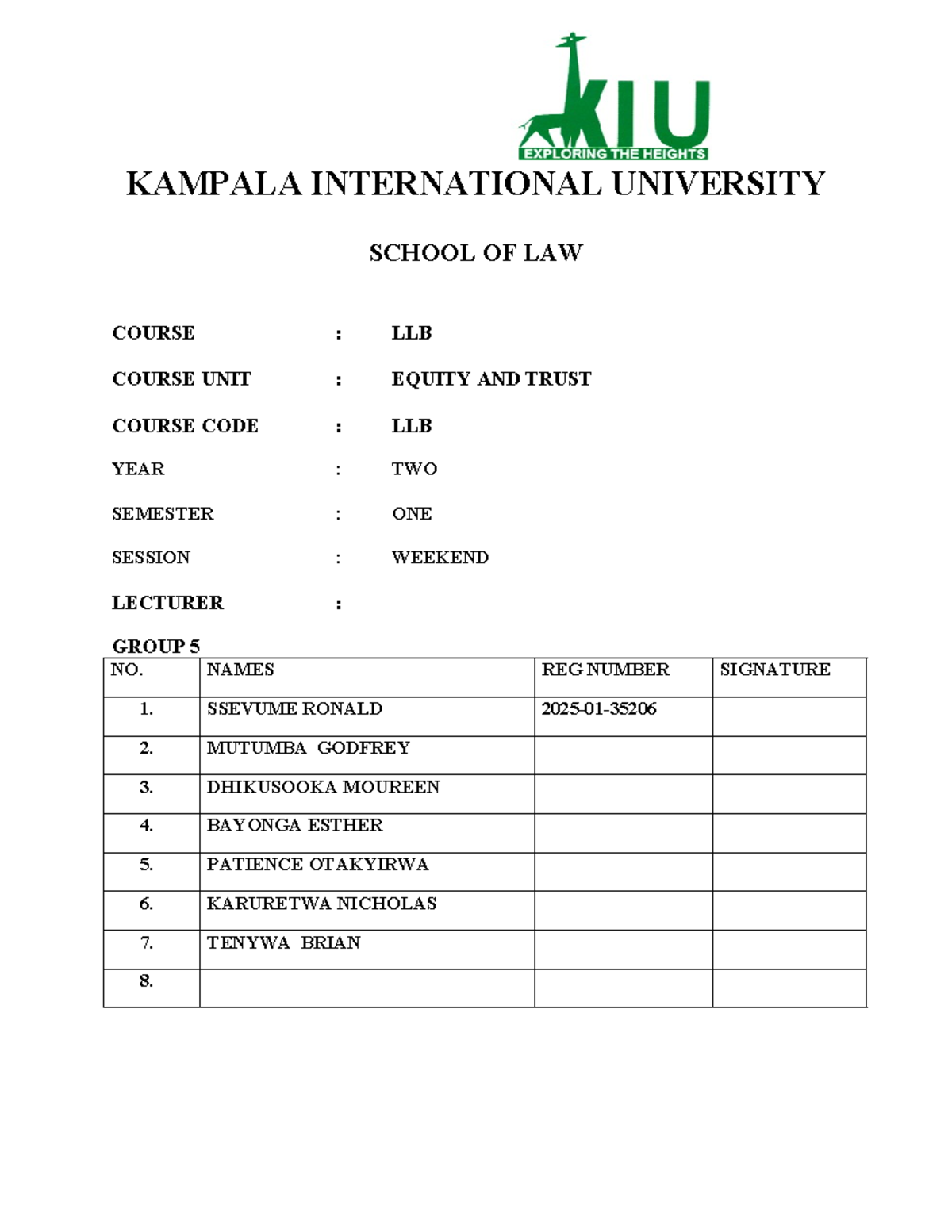 LLB 202: Concept and Classification of Trusts - Lecture Notes - Studocu